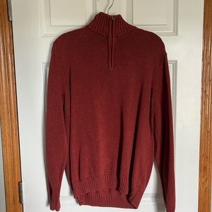 Reddish orange croft and barrow large quarter zip sweater